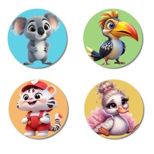 Koala, Toucan, Tiger, and Swan. Fridge Magnets 4 Piece Set | 3 Inch Round Wall Fridge Decor (F22870) Koala, Toucan, Tiger, and Swan. Fridge Magnets 4 Piece Set | 3 Inch Round Wall Fridge Decor (F22870)