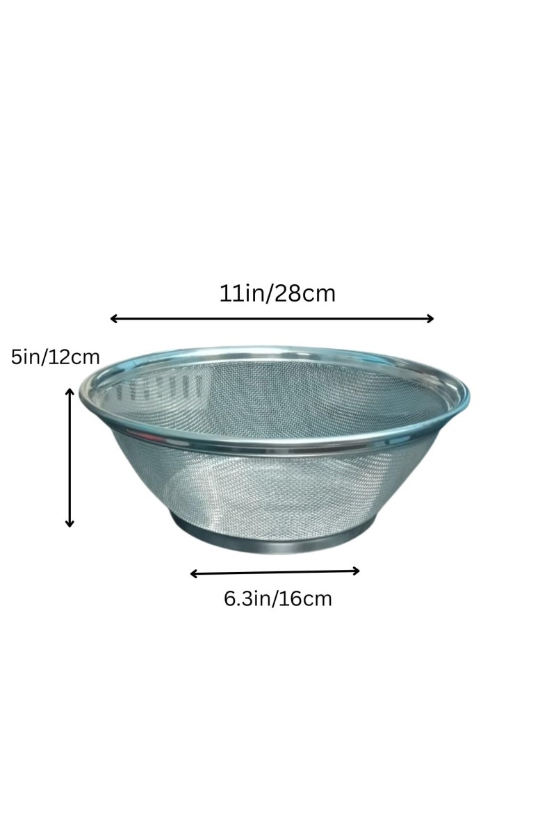 Stainless Steel Colander Strainer Bowl for Kitchen | Fine Mesh Multipurpose Washing for Rice, Pasta, Fruits & Vegetables | Rust Resistant Food Strainer Bowl