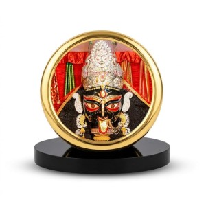 Car Desk/Table Top Maa Kali Metal Golden Photo Stand 2x2 Inches, Compact & Stylish Spiritual Display for Car, Home & Office (Pack of 1) (F18485)