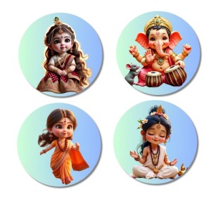 Krishna, Ganesha, Hanuman, Shiva Fridge Magnets 4 Piece Set | 3 Inch Round Wall Fridge Decor (F23178) Krishna, Ganesha, Hanuman, Shiva Fridge Magnets 4 Piece Set | 3 Inch Round Wall Fridge Decor (F23178)