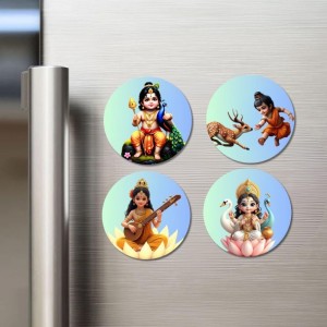 Krishna, Krishna, Saraswati, Lakshmi Fridge Magnets 4 Piece Set | 3 Inch Round Wall Fridge Decor (F23261) Krishna, Krishna, Saraswati, Lakshmi Fridge Magnets 4 Piece Set | 3 Inch Round Wall Fridge Decor (F23261)