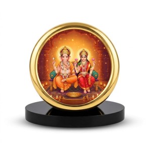Car Desk/Table Top Ganesha and Lakshmi Metal Golden Photo Stand 2x2 Inches, Compact & Stylish Spiritual Display for Car, Home & Office (Pack of 1) (F18665) Car Desk/Table Top Ganesha and Lakshmi Metal Golden Photo Stand 2x2 Inches, Compact & Stylish Spiritual Display for Car, Home & Office (Pack of 1) (F18665)