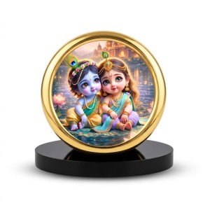 Car Desk/Table Top Little Radha Krishna Metal Golden Photo Stand 2x2 Inches, Compact & Stylish Spiritual Display for Car, Home & Office (Pack of 1) (F18832) Car Desk/Table Top Little Radha Krishna Metal Golden Photo Stand 2x2 Inches, Compact & Stylish Spiritual Display for Car, Home & Office (Pack of 1) (F18832)
