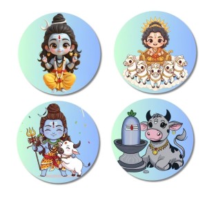 Shiva, Surya, and Nandi. Fridge Magnets 4 Piece Set | 3 Inch Round Wall Fridge Decor (F22843) Shiva, Surya, and Nandi. Fridge Magnets 4 Piece Set | 3 Inch Round Wall Fridge Decor (F22843)