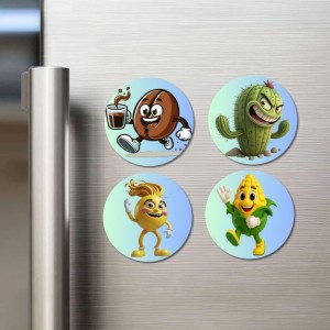 Coffee Bean, Cactus, Lemon, Corn Fridge Magnets 4 Piece Set | 3 Inch Round Wall Fridge Decor (F23326) Coffee Bean, Cactus, Lemon, Corn Fridge Magnets 4 Piece Set | 3 Inch Round Wall Fridge Decor (F23326)