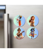Shiva, Shakti, Ganesha, Kartikeya, and Krishna. Fridge Magnets 4 Piece Set | 3 Inch Round Wall Fridge Decor (F23198)