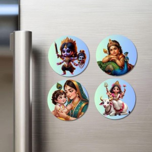 Kali, Krishna, Yashoda-Krishna, Durga Fridge Magnets 4 Piece Set | 3 Inch Round Wall Fridge Decor (F23265) Kali, Krishna, Yashoda-Krishna, Durga Fridge Magnets 4 Piece Set | 3 Inch Round Wall Fridge Decor (F23265)