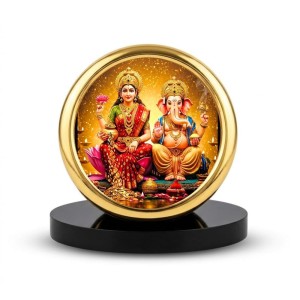 Car Desk/Table Top Ganesha and Laskshmi Metal Golden Photo Stand 2x2 Inches, Compact & Stylish Spiritual Display for Car, Home & Office (Pack of 1) (F18592) Car Desk/Table Top Ganesha and Laskshmi Metal Golden Photo Stand 2x2 Inches, Compact & Stylish Spiritual Display for Car, Home & Office (Pack of 1) (F18592)