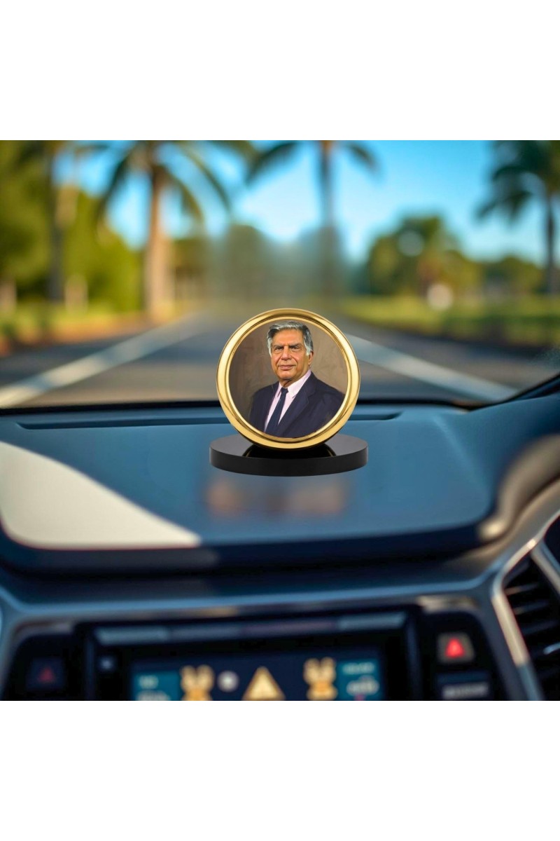 Car Desk/Table Top Rathan Tata Metal Golden Photo Stand 2x2 Inches, Compact & Stylish Spiritual Display for Car, Home & Office (Pack of 1) (F18483)
