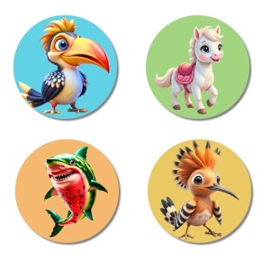Hornbill, Horse, Shark, and Hoopoe. Fridge Magnets 4 Piece Set | 3 Inch Round Wall Fridge Decor (F22851) Hornbill, Horse, Shark, and Hoopoe. Fridge Magnets 4 Piece Set | 3 Inch Round Wall Fridge Decor (F22851)