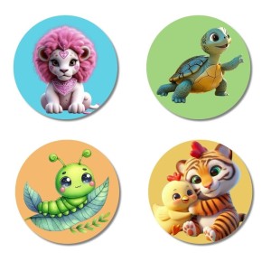 Tiger, Turtle, Giraffe, and Cow Fridge Magnets 4 Piece Set | 3 Inch Round Wall Fridge Decor (F22895) Tiger, Turtle, Giraffe, and Cow Fridge Magnets 4 Piece Set | 3 Inch Round Wall Fridge Decor (F22895)