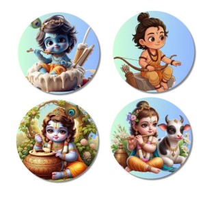 Krishna, Rama, and Hanuman. Fridge Magnets 4 Piece Set | 3 Inch Round Wall Fridge Decor (F22803) Krishna, Rama, and Hanuman. Fridge Magnets 4 Piece Set | 3 Inch Round Wall Fridge Decor (F22803)