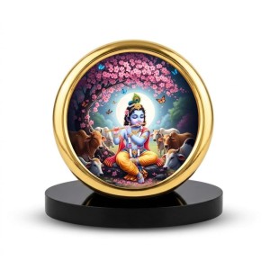 Car Desk/Table Top Lord Krishna Metal Golden Photo Stand 2x2 Inches, Compact & Stylish Spiritual Display for Car, Home & Office (Pack of 1) (F18582) Car Desk/Table Top Lord Krishna Metal Golden Photo Stand 2x2 Inches, Compact & Stylish Spiritual Display for Car, Home & Office (Pack of 1) (F18582)