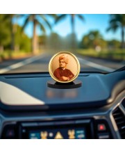 Car Desk/Table Top Swami Vivekananda Metal Golden Photo Stand 2x2 Inches, Compact & Stylish Spiritual Display for Car, Home & Office (Pack of 1) (F18564)