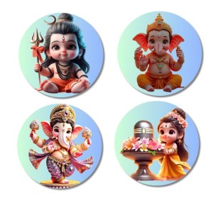 Shiva, Ganesha, and Parvati. Fridge Magnets 4 Piece Set | 3 Inch Round Wall Fridge Decor (F22773) Shiva, Ganesha, and Parvati. Fridge Magnets 4 Piece Set | 3 Inch Round Wall Fridge Decor (F22773)