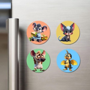 Koala, Chinchilla, Hyena, and Dragon. Fridge Magnets 4 Piece Set | 3 Inch Round Wall Fridge Decor (F23033) Koala, Chinchilla, Hyena, and Dragon. Fridge Magnets 4 Piece Set | 3 Inch Round Wall Fridge Decor (F23033)
