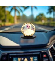 Car Desk/Table Top Vethathiri Maharishi Metal Golden Photo Stand 2x2 Inches, Compact & Stylish Spiritual Display for Car, Home & Office (Pack of 1) (F18556)