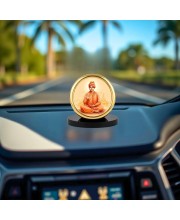 Car Desk/Table Top Swami Vivekananda Metal Golden Photo Stand 2x2 Inches, Compact & Stylish Spiritual Display for Car, Home & Office (Pack of 1) (F18595)