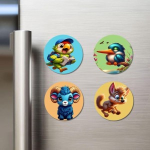 Mouse, Cow, Chimpanzee, and Spider. Fridge Magnets 4 Piece Set | 3 Inch Round Wall Fridge Decor (F22936) Mouse, Cow, Chimpanzee, and Spider. Fridge Magnets 4 Piece Set | 3 Inch Round Wall Fridge Decor (F22936)