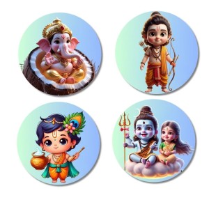 ShivaParvati,Ganesha,ram Fridge Magnets 4 Piece Set | 3 Inch Round Wall Fridge Decor (F22774) ShivaParvati,Ganesha,ram Fridge Magnets 4 Piece Set | 3 Inch Round Wall Fridge Decor (F22774)