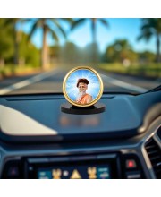Car Desk/Table Top Sri Sri SitaRamdas OmkarNath Metal Golden Photo Stand 2x2 Inches, Compact & Stylish Spiritual Display for Car, Home & Office (Pack of 1) (F18471)