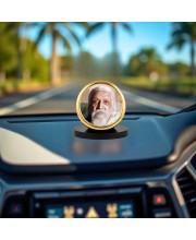 Car Desk/Table Top Sri Aurobindo Metal Golden Photo Stand 2x2 Inches, Compact & Stylish Spiritual Display for Car, Home & Office (Pack of 1) (F18453)