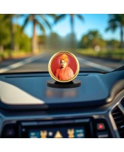 Car Desk/Table Top Swami Vivekananda Metal Golden Photo Stand 2x2 Inches, Compact & Stylish Spiritual Display for Car, Home & Office (Pack of 1) (F18440)
