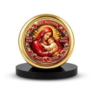 Car Desk/Table Top Jesus and Merry Metal Golden Photo Stand 2x2 Inches, Compact & Stylish Spiritual Display for Car, Home & Office (Pack of 1) (F18508) Car Desk/Table Top Jesus and Merry Metal Golden Photo Stand 2x2 Inches, Compact & Stylish Spiritual Display for Car, Home & Office (Pack of 1) (F18508)