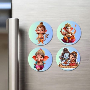 Hanuman, Ganesha, Shiva, and Parvati. Fridge Magnets 4 Piece Set | 3 Inch Round Wall Fridge Decor (F22828) Hanuman, Ganesha, Shiva, and Parvati. Fridge Magnets 4 Piece Set | 3 Inch Round Wall Fridge Decor (F22828)
