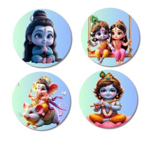 Shiva, Krishna and Radha, Ganesha, Krishna Fridge Magnets 4 Piece Set | 3 Inch Round Wall Fridge Decor (F23190) Shiva, Krishna and Radha, Ganesha, Krishna Fridge Magnets 4 Piece Set | 3 Inch Round Wall Fridge Decor (F23190)