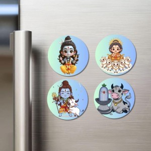 Shiva, Surya, and Nandi. Fridge Magnets 4 Piece Set | 3 Inch Round Wall Fridge Decor (F22843) Shiva, Surya, and Nandi. Fridge Magnets 4 Piece Set | 3 Inch Round Wall Fridge Decor (F22843)