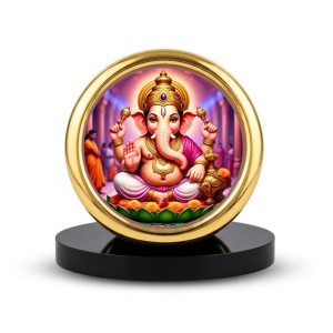 Car Desk/Table Top Lord Ganesha Metal Golden Photo Stand 2x2 Inches, Compact & Stylish Spiritual Display for Car, Home & Office (Pack of 1) (F18502) Car Desk/Table Top Lord Ganesha Metal Golden Photo Stand 2x2 Inches, Compact & Stylish Spiritual Display for Car, Home & Office (Pack of 1) (F18502)