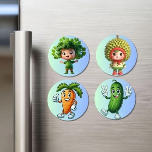 Kale, Durian, Carrot, Cucumber Fridge Magnets 4 Piece Set | 3 Inch Round Wall Fridge Decor (F23288) Kale, Durian, Carrot, Cucumber Fridge Magnets 4 Piece Set | 3 Inch Round Wall Fridge Decor (F23288)