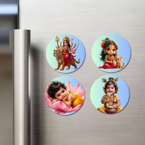Durga, Parvati, Lakshmi, Krishna Fridge Magnets 4 Piece Set | 3 Inch Round Wall Fridge Decor (F23252) Durga, Parvati, Lakshmi, Krishna Fridge Magnets 4 Piece Set | 3 Inch Round Wall Fridge Decor (F23252)
