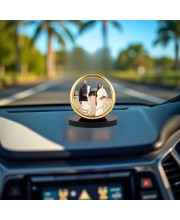 Car Desk/Table Top Ramakrishna Paramahamsa and Sarada Maa Metal Golden Photo Stand 2x2 Inches, Compact & Stylish Spiritual Display for Car, Home & Office (Pack of 1) (F18688)