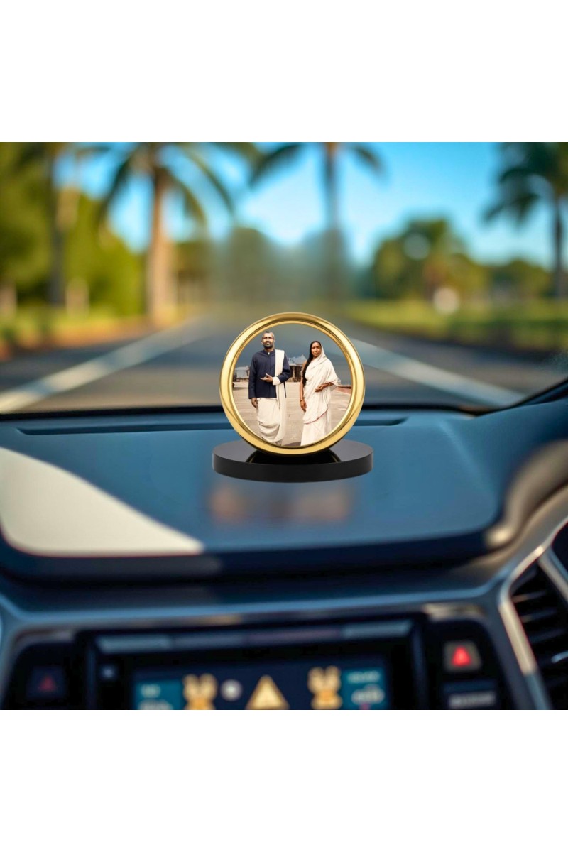 Car Desk/Table Top Ramakrishna Paramahamsa and Sarada Maa Metal Golden Photo Stand 2x2 Inches, Compact & Stylish Spiritual Display for Car, Home & Office (Pack of 1) (F18688)