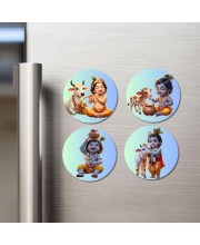 Krishna. Fridge Magnets 4 Piece Set | 3 Inch Round Wall Fridge Decor (F23203)