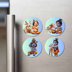 Krishna. Fridge Magnets 4 Piece Set | 3 Inch Round Wall Fridge Decor (F23203) Krishna. Fridge Magnets 4 Piece Set | 3 Inch Round Wall Fridge Decor (F23203)