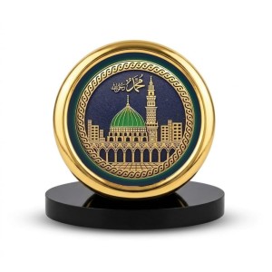 Car Desk/Table Top Macca Masid Metal Golden Photo Stand 2x2 Inches, Compact & Stylish Spiritual Display for Car, Home & Office (Pack of 1) (F18496)