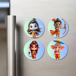 Shiva, Rama, Hanuman, and Ganesha. Fridge Magnets 4 Piece Set | 3 Inch Round Wall Fridge Decor (F22775) Shiva, Rama, Hanuman, and Ganesha. Fridge Magnets 4 Piece Set | 3 Inch Round Wall Fridge Decor (F22775)