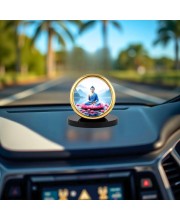Car Desk/Table Top Lord Buddha Metal Golden Photo Stand 2x2 Inches, Compact & Stylish Spiritual Display for Car, Home & Office (Pack of 1) (F18589)