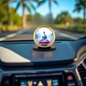 Car Desk/Table Top Lord Buddha Metal Golden Photo Stand 2x2 Inches, Compact & Stylish Spiritual Display for Car, Home & Office (Pack of 1) (F18589) Car Desk/Table Top Lord Buddha Metal Golden Photo Stand 2x2 Inches, Compact & Stylish Spiritual Display for Car, Home & Office (Pack of 1) (F18589)