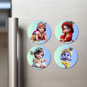 Krishna and Radha. Fridge Magnets 4 Piece Set | 3 Inch Round Wall Fridge Decor (F22772) Krishna and Radha. Fridge Magnets 4 Piece Set | 3 Inch Round Wall Fridge Decor (F22772)