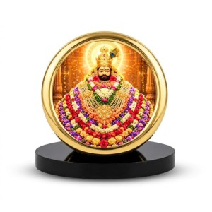 Car Desk/Table Top Khatu Shyam Metal Golden Photo Stand 2x2 Inches, Compact & Stylish Spiritual Display for Car, Home & Office (Pack of 1) (F18791)