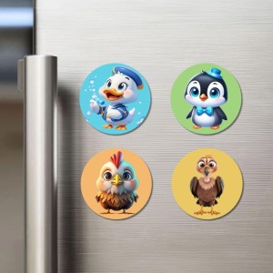 Sparrow, Owl, Woodpecker, and Eagle Fridge Magnets 4 Piece Set | 3 Inch Round Wall Fridge Decor (F22896) Sparrow, Owl, Woodpecker, and Eagle Fridge Magnets 4 Piece Set | 3 Inch Round Wall Fridge Decor (F22896)
