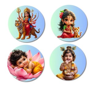 Durga, Parvati, Lakshmi, Krishna Fridge Magnets 4 Piece Set | 3 Inch Round Wall Fridge Decor (F23252) Durga, Parvati, Lakshmi, Krishna Fridge Magnets 4 Piece Set | 3 Inch Round Wall Fridge Decor (F23252)