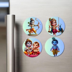 Krishna, Radha, Rama, and Ganesha. Fridge Magnets 4 Piece Set | 3 Inch Round Wall Fridge Decor (F22837) Krishna, Radha, Rama, and Ganesha. Fridge Magnets 4 Piece Set | 3 Inch Round Wall Fridge Decor (F22837)