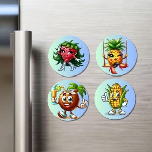 Avocado, Onion, Sapota, Mango Fridge Magnets 4 Piece Set | 3 Inch Round Wall Fridge Decor (F23325) Avocado, Onion, Sapota, Mango Fridge Magnets 4 Piece Set | 3 Inch Round Wall Fridge Decor (F23325)