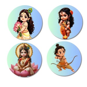 Kali, Krishna, Yashoda-Krishna, Durga Fridge Magnets 4 Piece Set | 3 Inch Round Wall Fridge Decor (F23266) Kali, Krishna, Yashoda-Krishna, Durga Fridge Magnets 4 Piece Set | 3 Inch Round Wall Fridge Decor (F23266)
