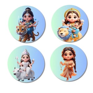 Maa Durga, Maa Lakshmi, Maa Saraswati, Maa Parvati Fridge Magnets 4 Piece Set | 3 Inch Round Wall Fridge Decor (F23187) Maa Durga, Maa Lakshmi, Maa Saraswati, Maa Parvati Fridge Magnets 4 Piece Set | 3 Inch Round Wall Fridge Decor (F23187)